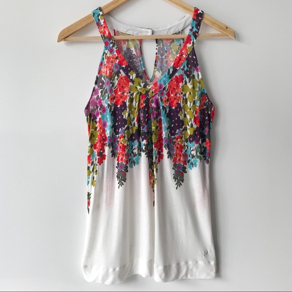 AE Painterly Dripping Floral V-Neck Top - Picture 2 of 12